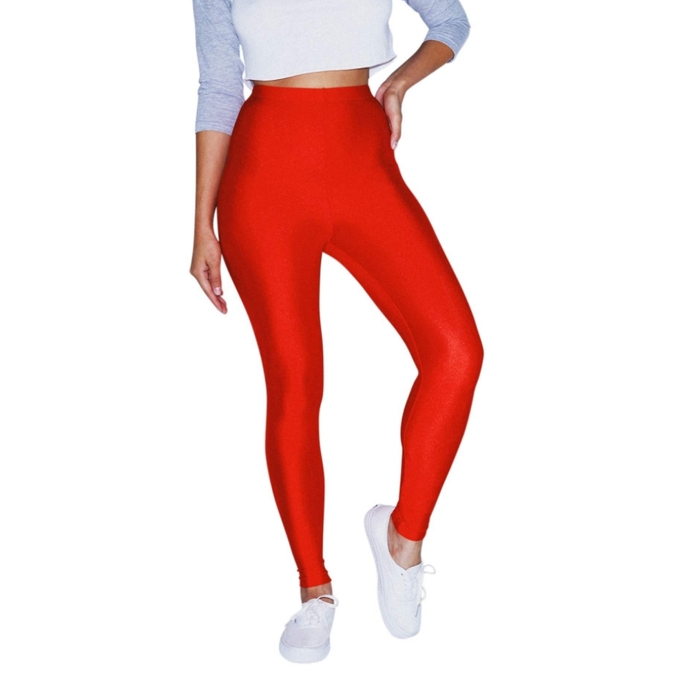 American Apparel Sz L RED SHIMMER Leggings